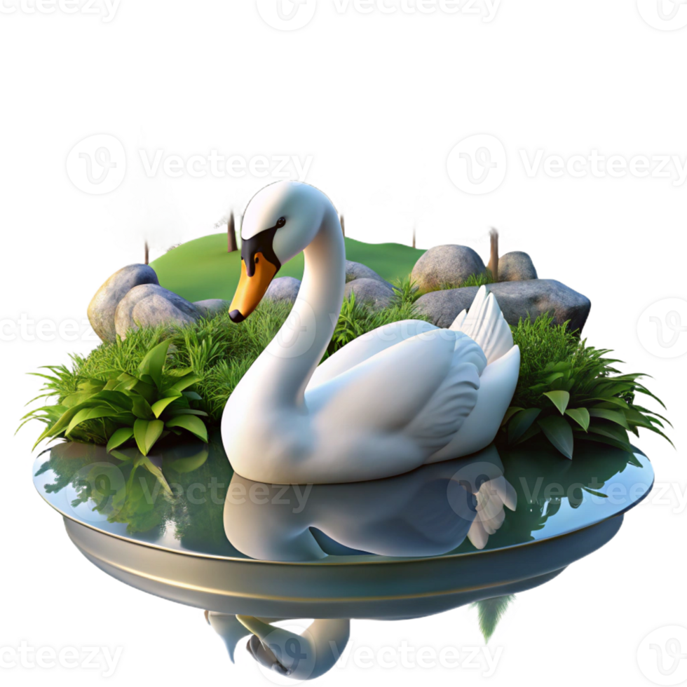 elegant traditional vibrant rustic A Graceful Swan Gliding Across a Calm premium 4K png