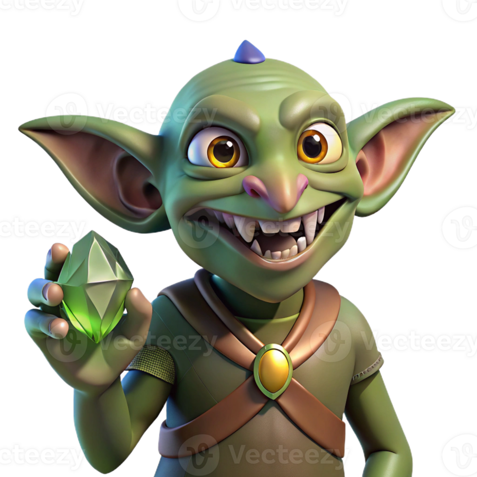 magnificent modern beautiful minimalist A Cunning Goblin with Sharp Teeth and exclusive authentic png