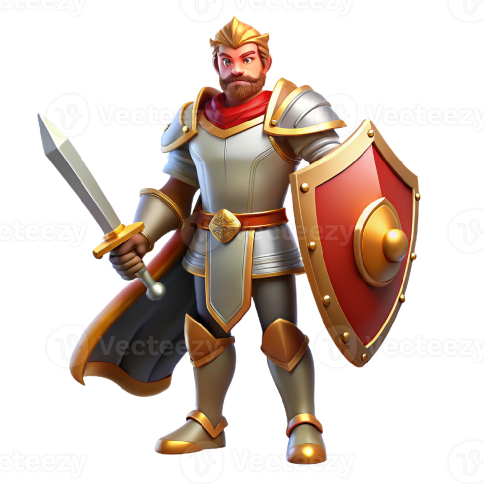 extraordinary creative vibrant modern A Noble Knight in Shining Armor Wielding premium 4K png