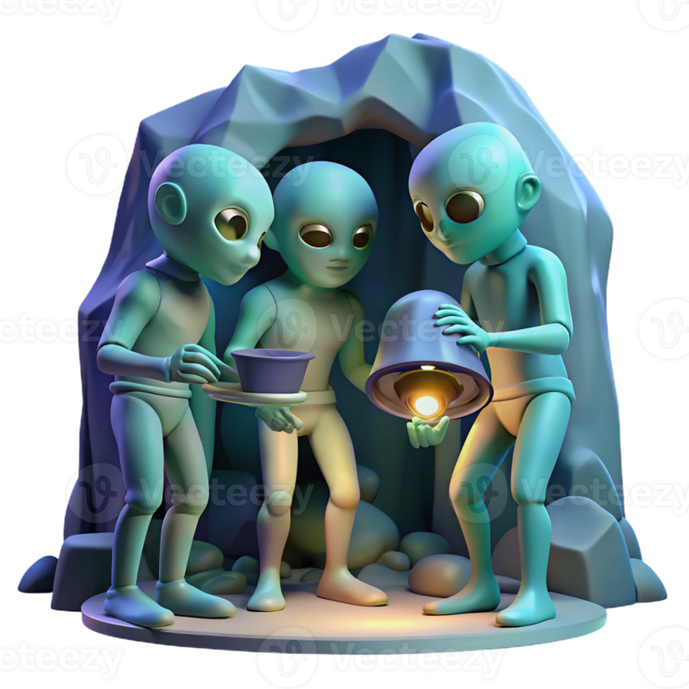 serene rustic vibrant rustic A Group of Alien Explorers Each with professional 4K png