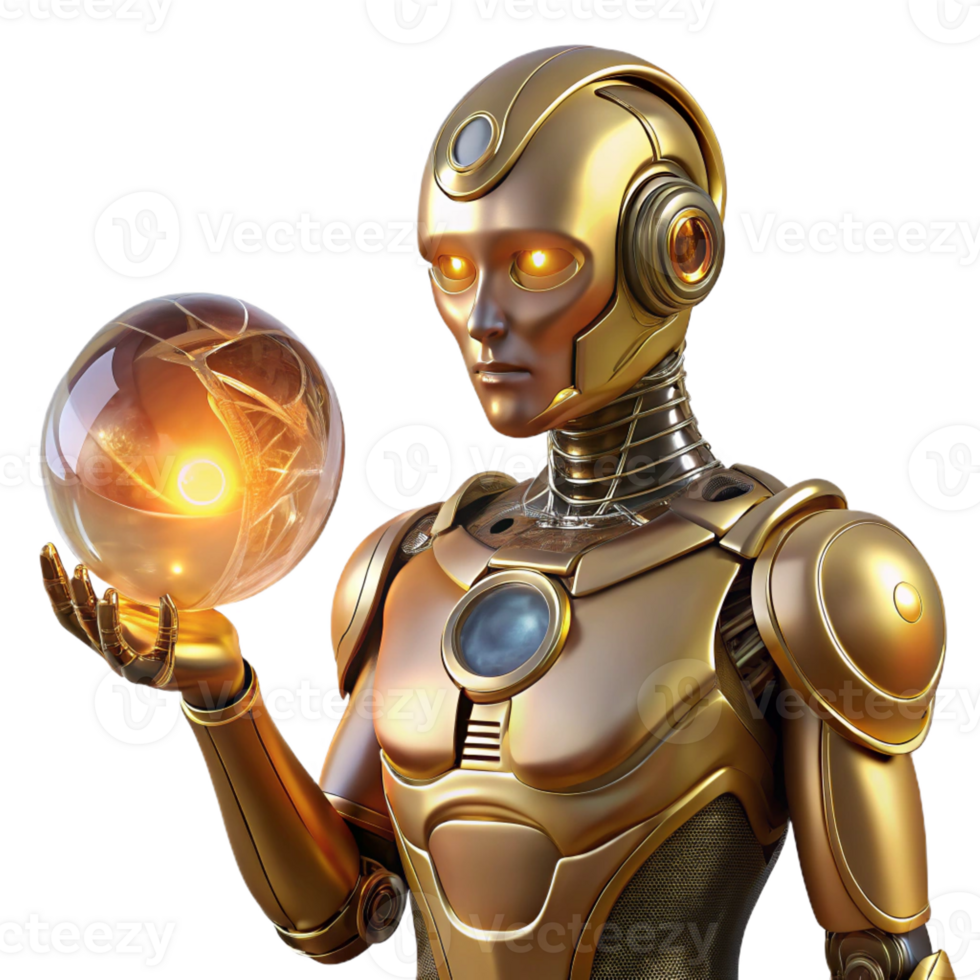 beautiful traditional stunning artistic A Humanoid Robot with Intricate Golden authentic genuine png