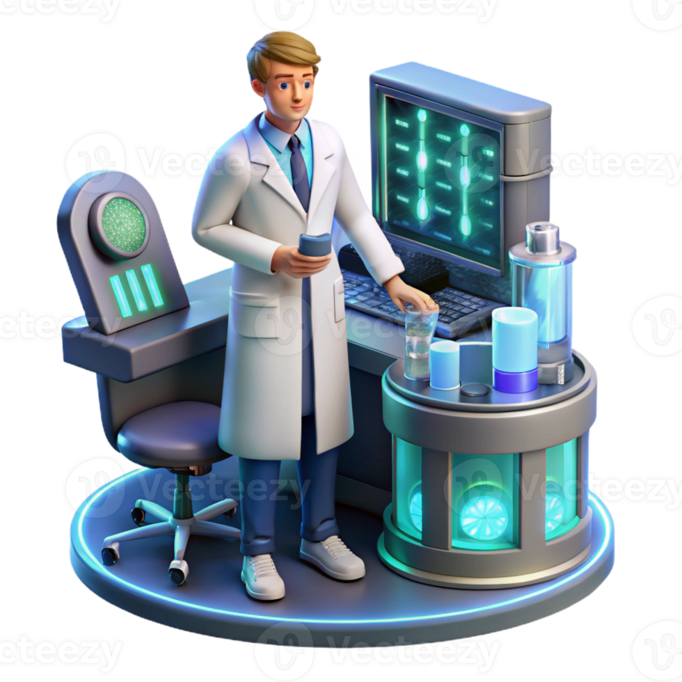 extraordinary modern wonderful modern A Futuristic Scientist Working in a High 4K detailed png