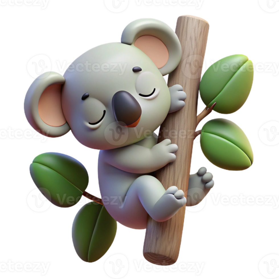 wonderful rustic serene minimalist Koala Sleeping in Eucalyptus premium high quality png