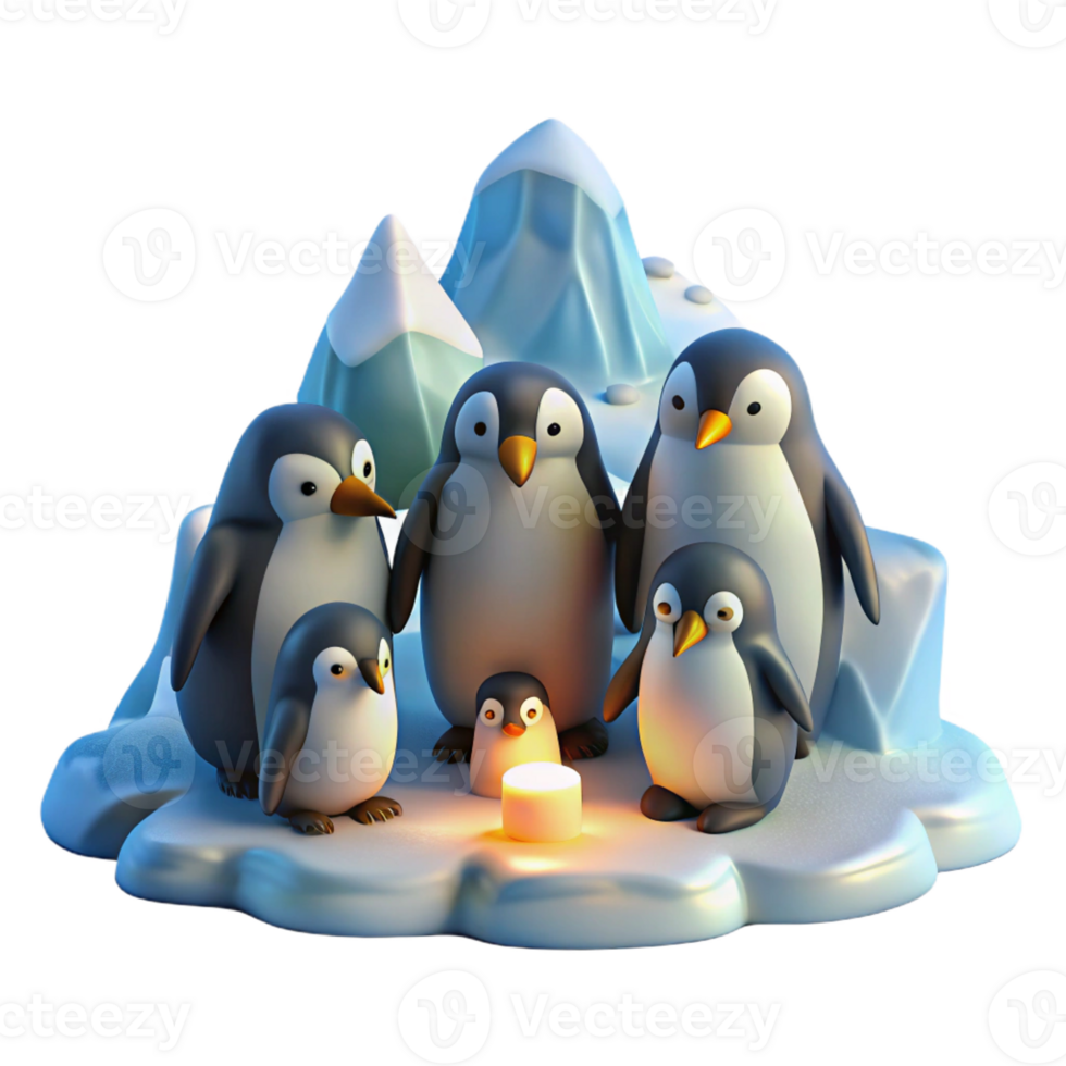 beautiful artistic wonderful modern A Group of Penguins Huddled Together on professional high resolution png