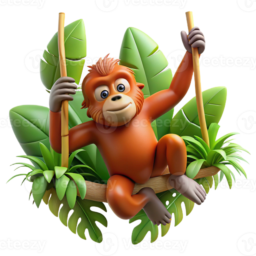 magnificent classic beautiful contemporary A Curious Orangutan Swinging Through the professional premium png