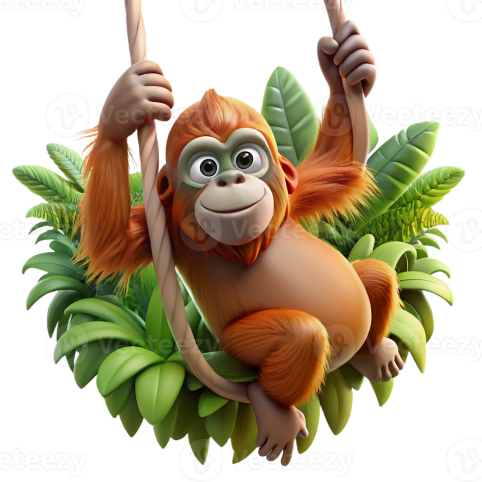 extraordinary modern stunning modern A Curious Orangutan Swinging Through the professional authentic png