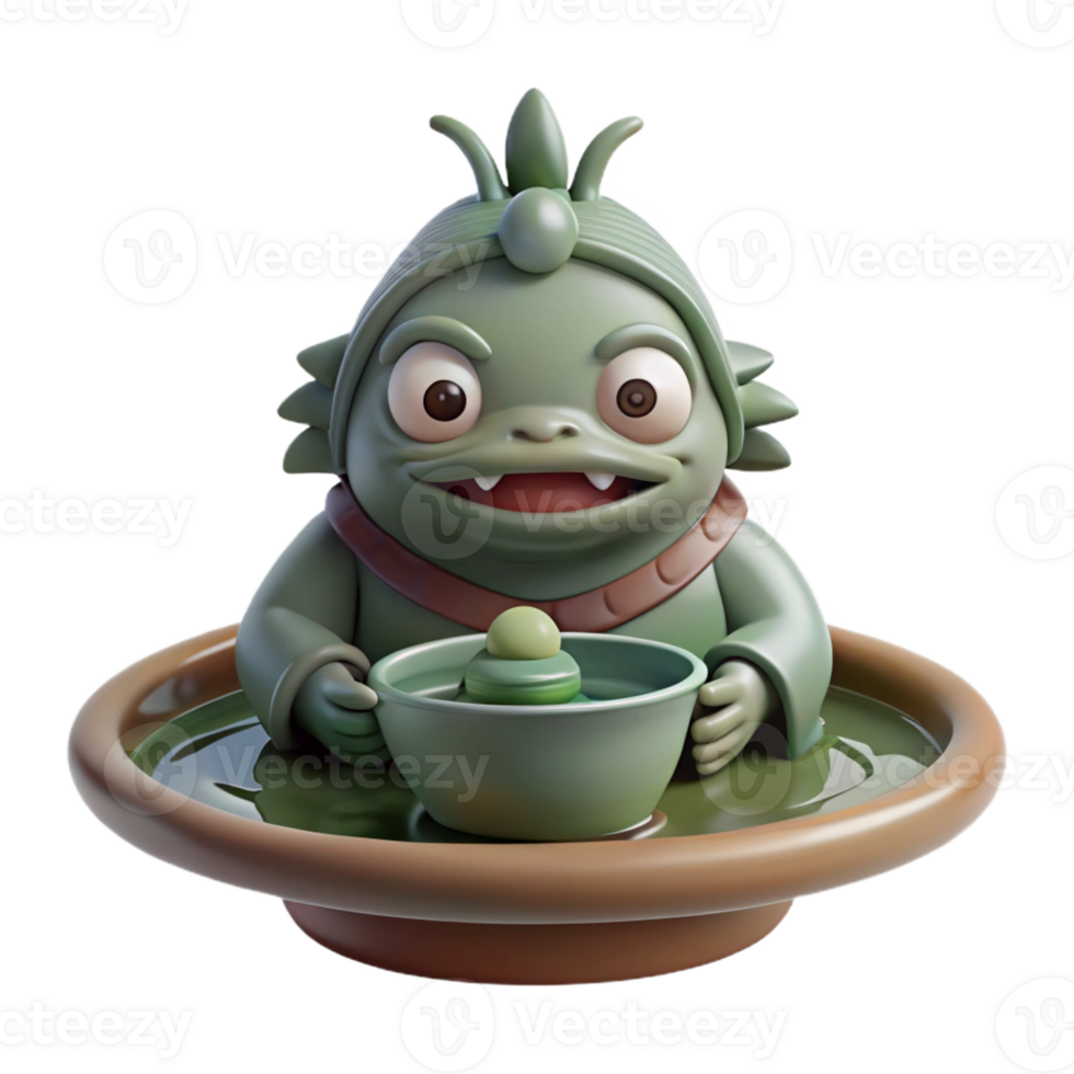 magnificent contemporary beautiful minimalist A Mischievous Japanese Yokai a Kappa detailed detailed png