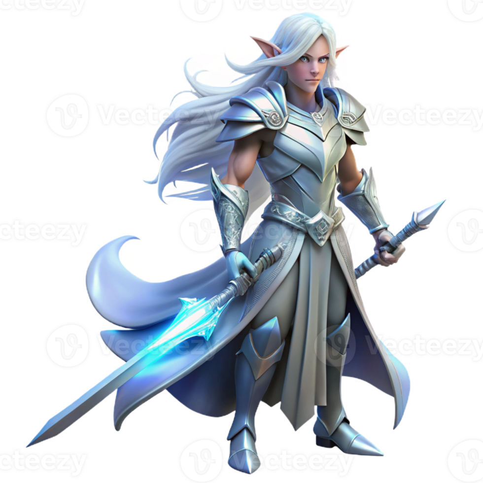 serene creative wonderful classic A Lone Ethereal Warrior with Flowing authentic detailed png