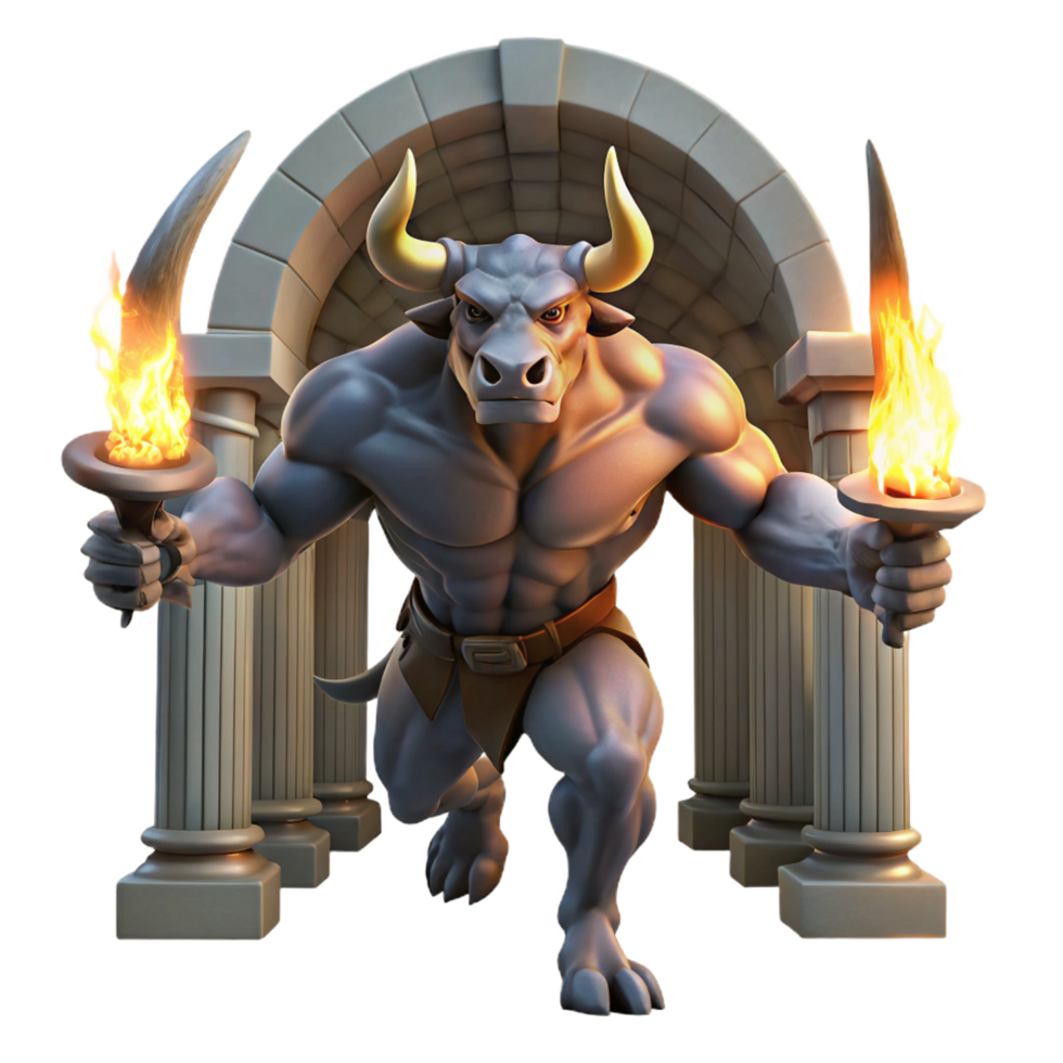 vibrant contemporary vibrant creative Powerful Minotaur Half Man, Half professional original png