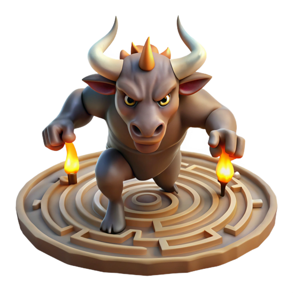 wonderful minimalist serene abstract Charging Minotaur Bull 4K 4K png
