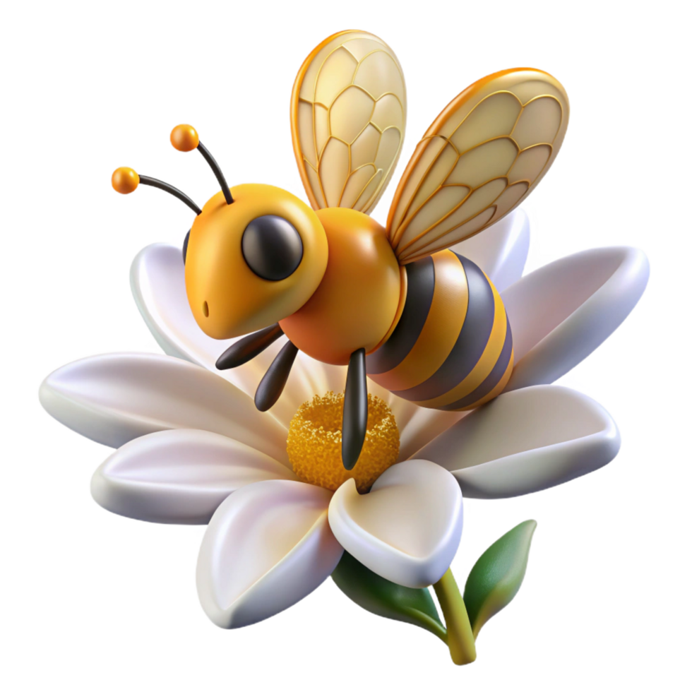 elegant creative beautiful traditional Bee Collecting Pollen Close original high quality png