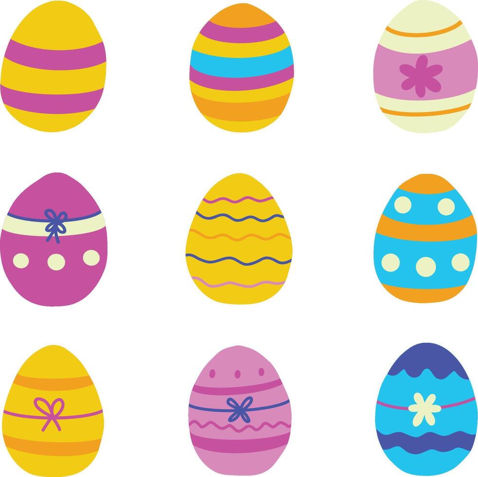 set of cute colorful easter eggs illustration vector