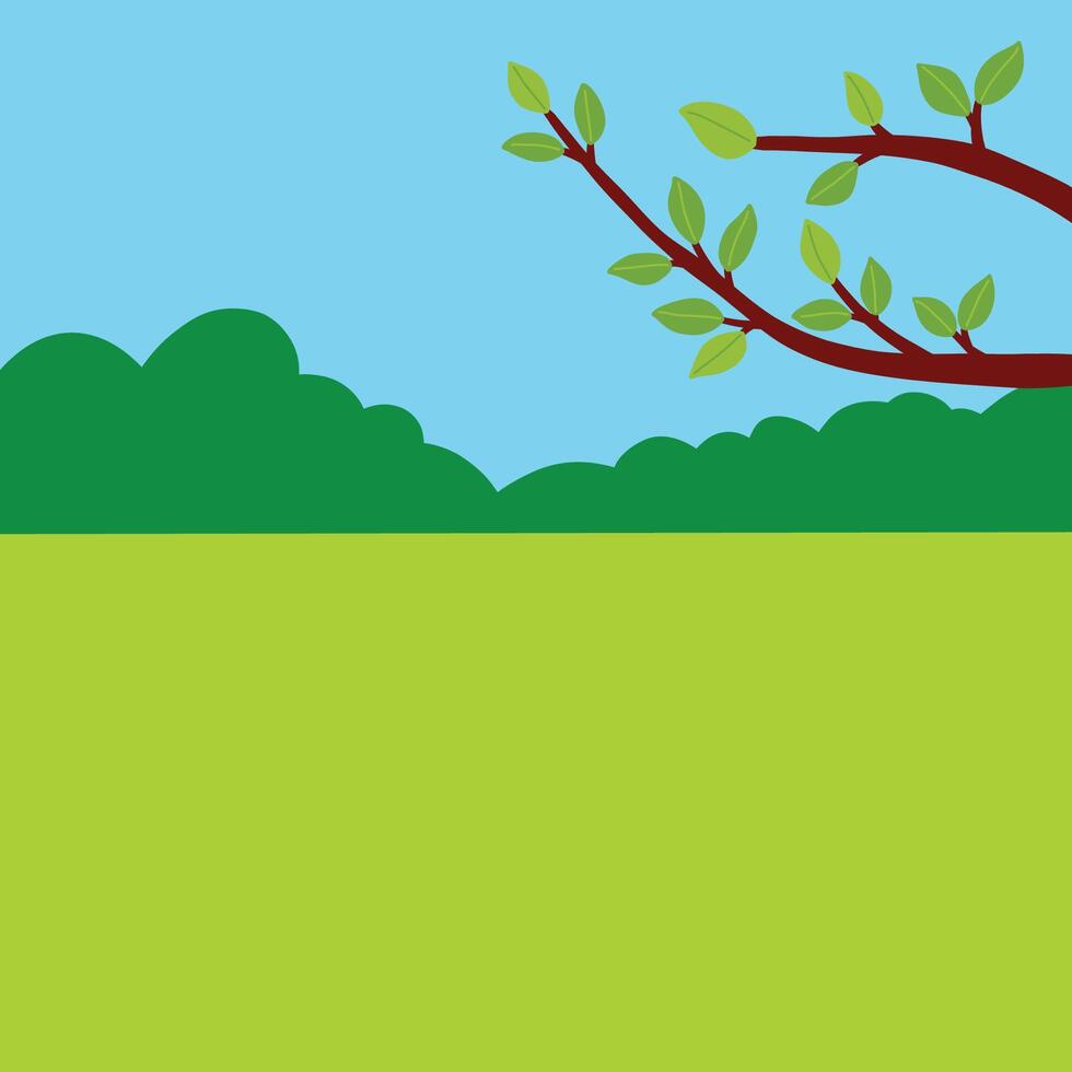 green field with blue sky background illustration vector