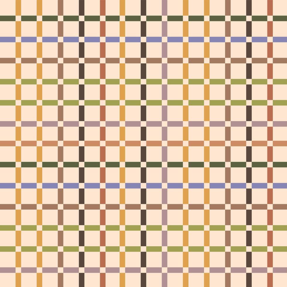 Neutral Color Plaid Pattern with Subtle Pastel Lines vector