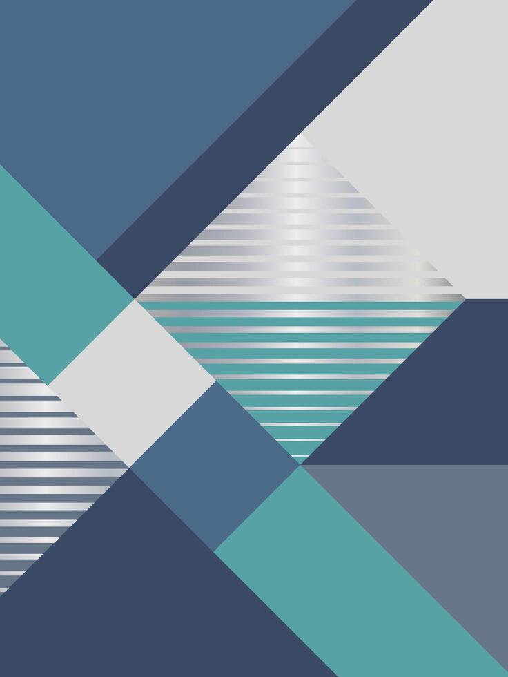 Modern Abstract Geometric Patchwork in Cool Blue and Green Tones vector