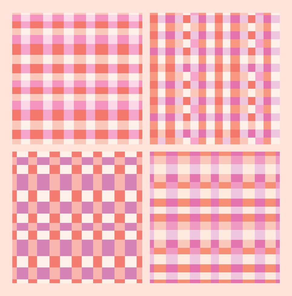 Warm Colored Checkered Patchwork Seamless Pattern vector