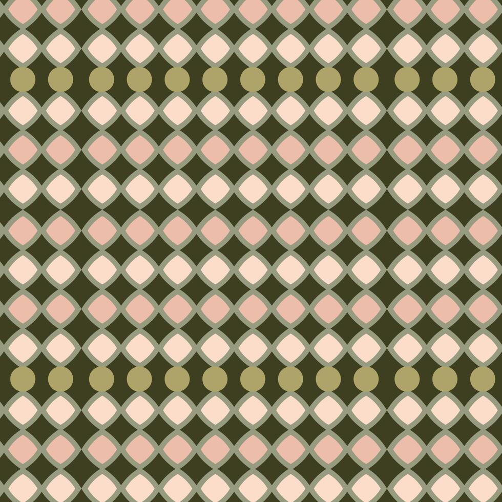 Retro Diamond Pattern with Beige and Pink Dots vector
