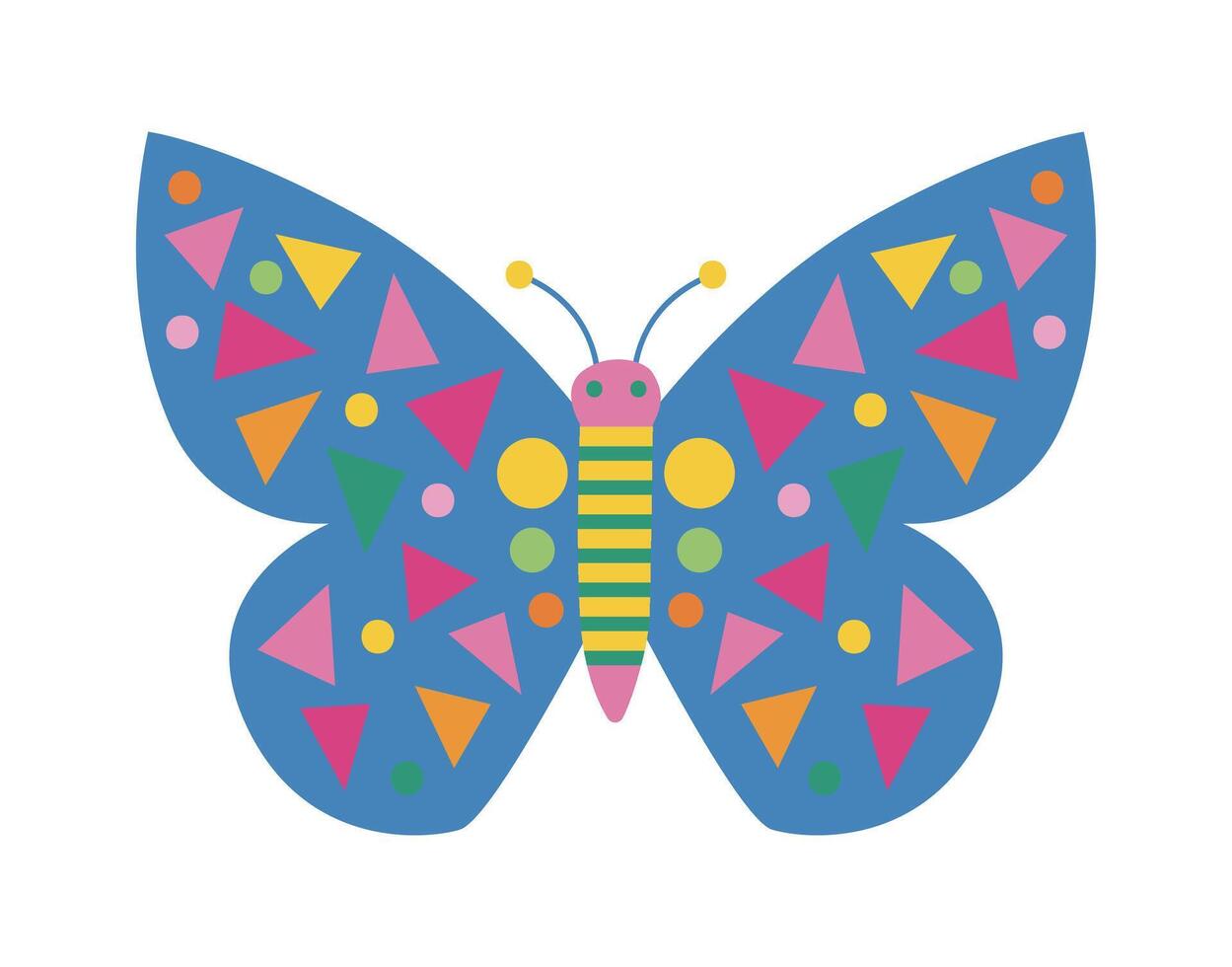 Cute Butterfly with Colorful Geometric Shapes on Wings vector