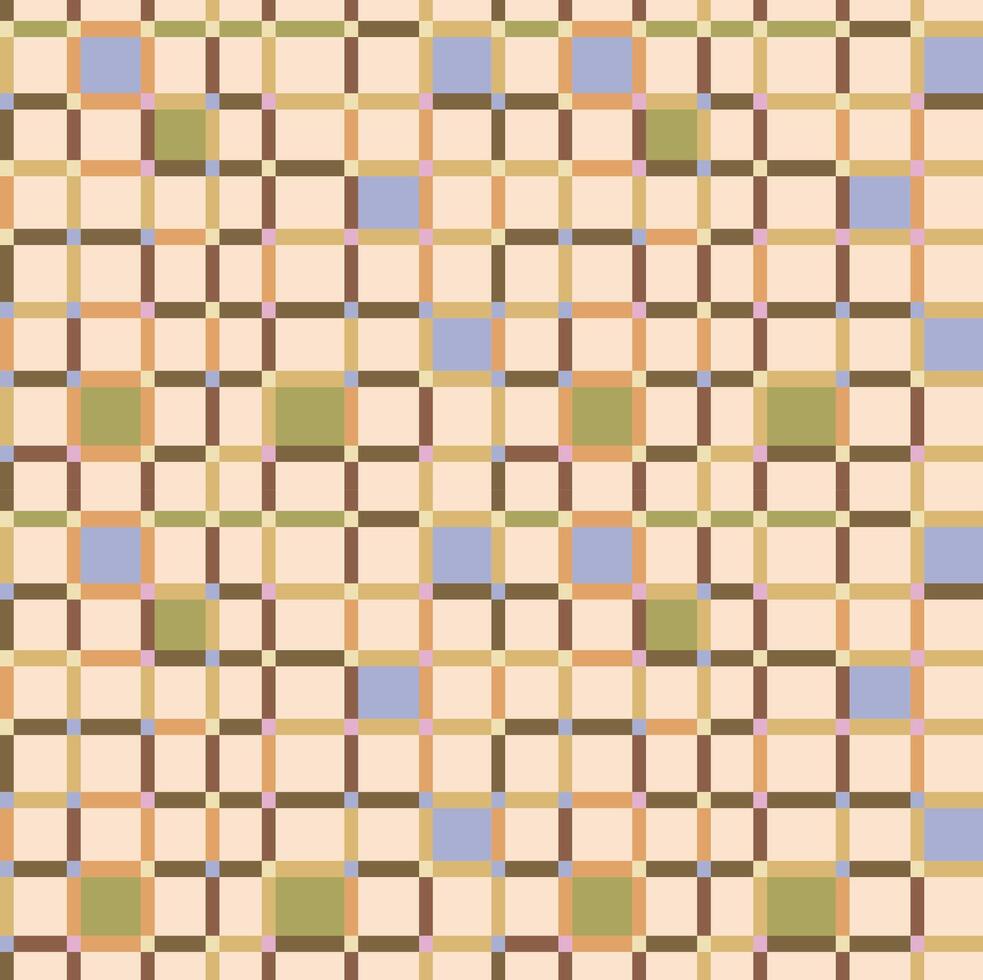 Soft Patchwork Checkered Grid Pattern in Beige Tones vector