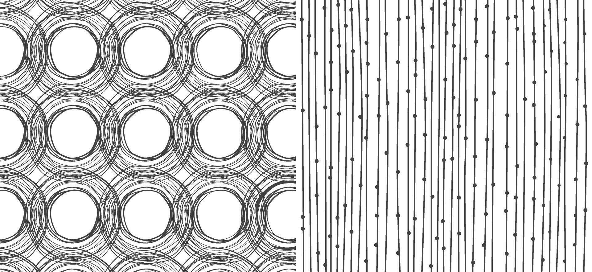 Abstract Black and White Scribble and Dot Line Pattern vector