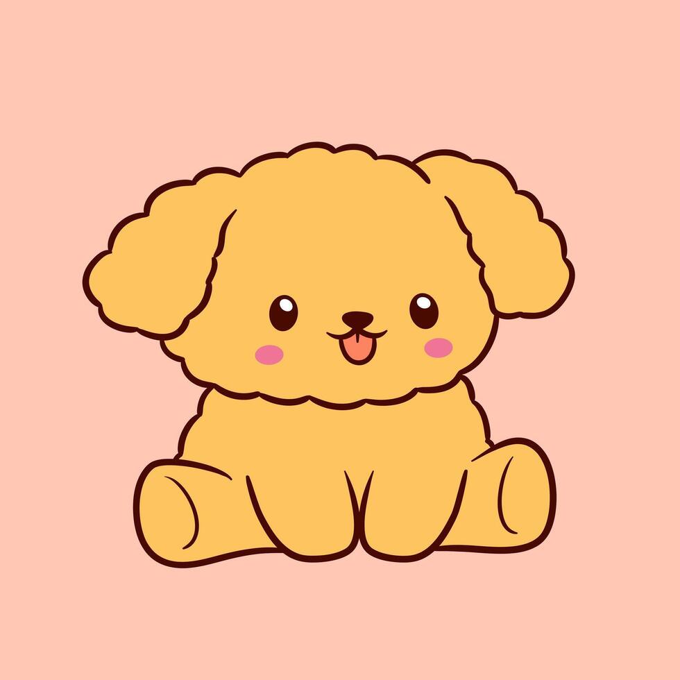 A cartoon dog sitting on the ground with a pink background vector