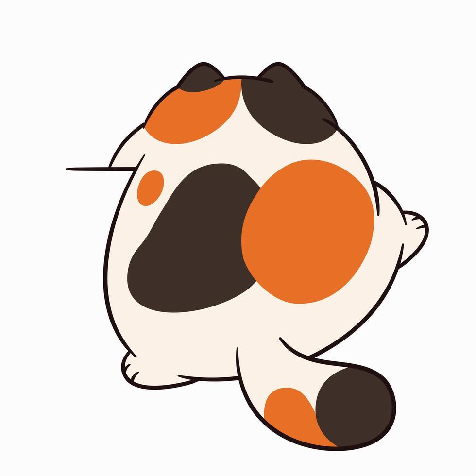 A cartoon cat with a black and white spot on its back vector