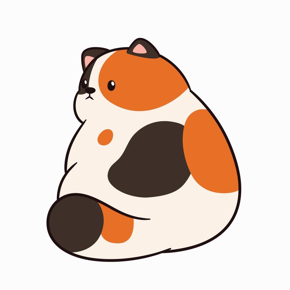 A cartoon cat sitting down with its head down vector