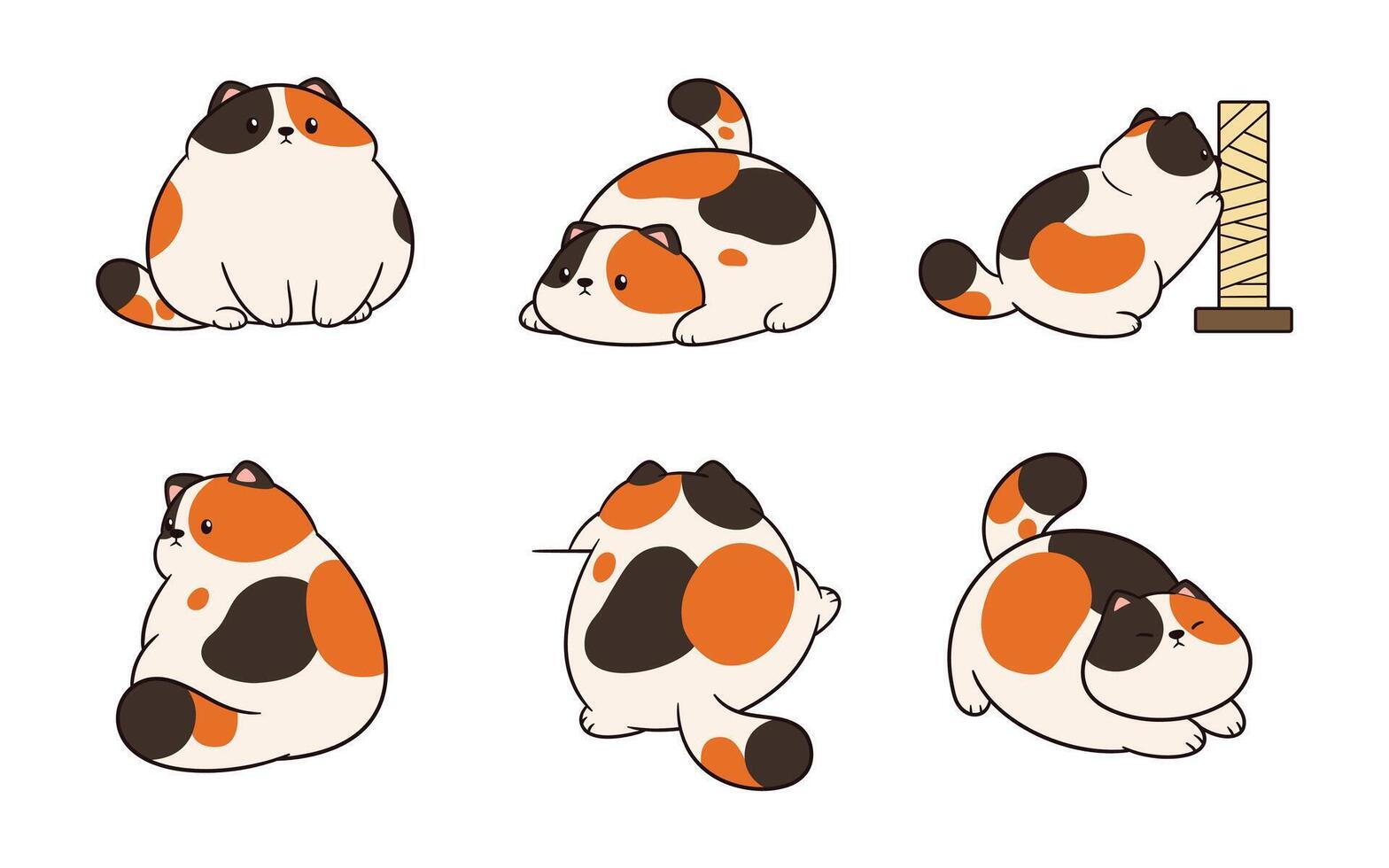 A set of different cat poses with different expressions vector