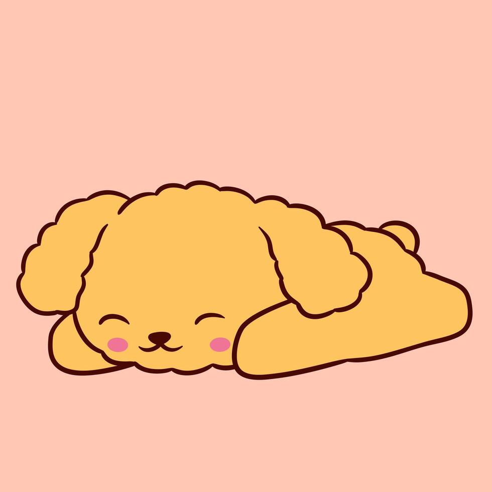 A cartoon dog sleeping on a pink background vector