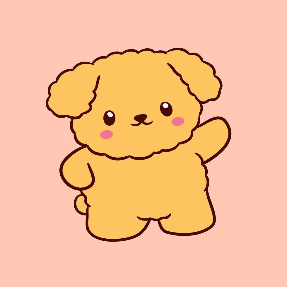 A cartoon dog with pink eyes and pink cheeks vector