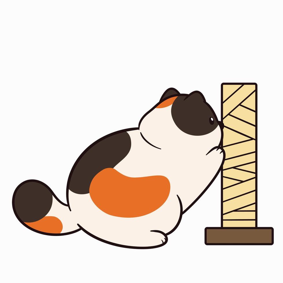 A cartoon cat playing with a stick vector