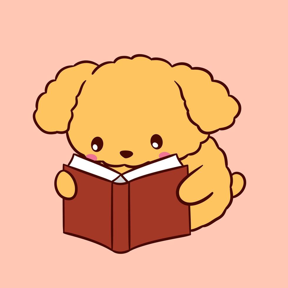 A cartoon dog reading a book vector