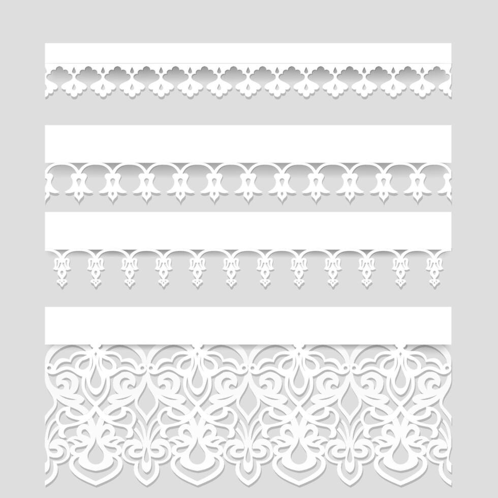 Set of lace borders with shadows set 4 vector