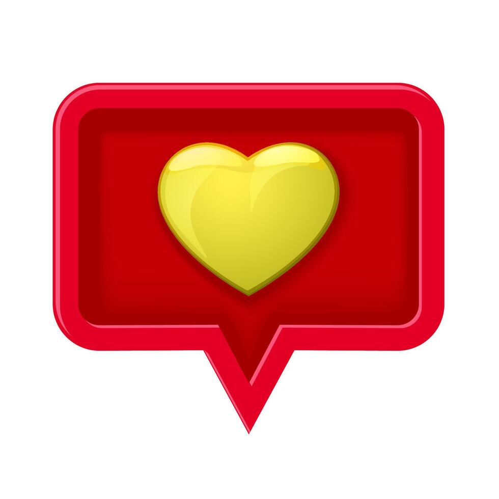 3D icon speech bubble with heart vector