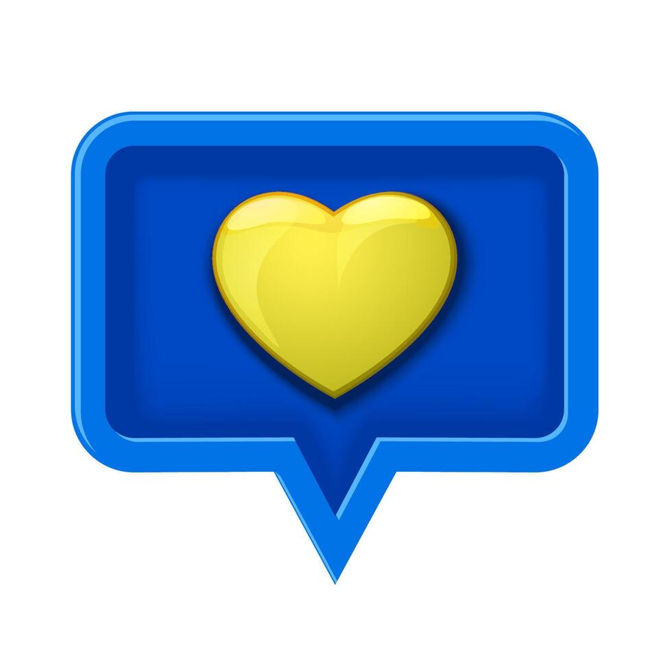 3D icon speech bubble with heart type 2 vector