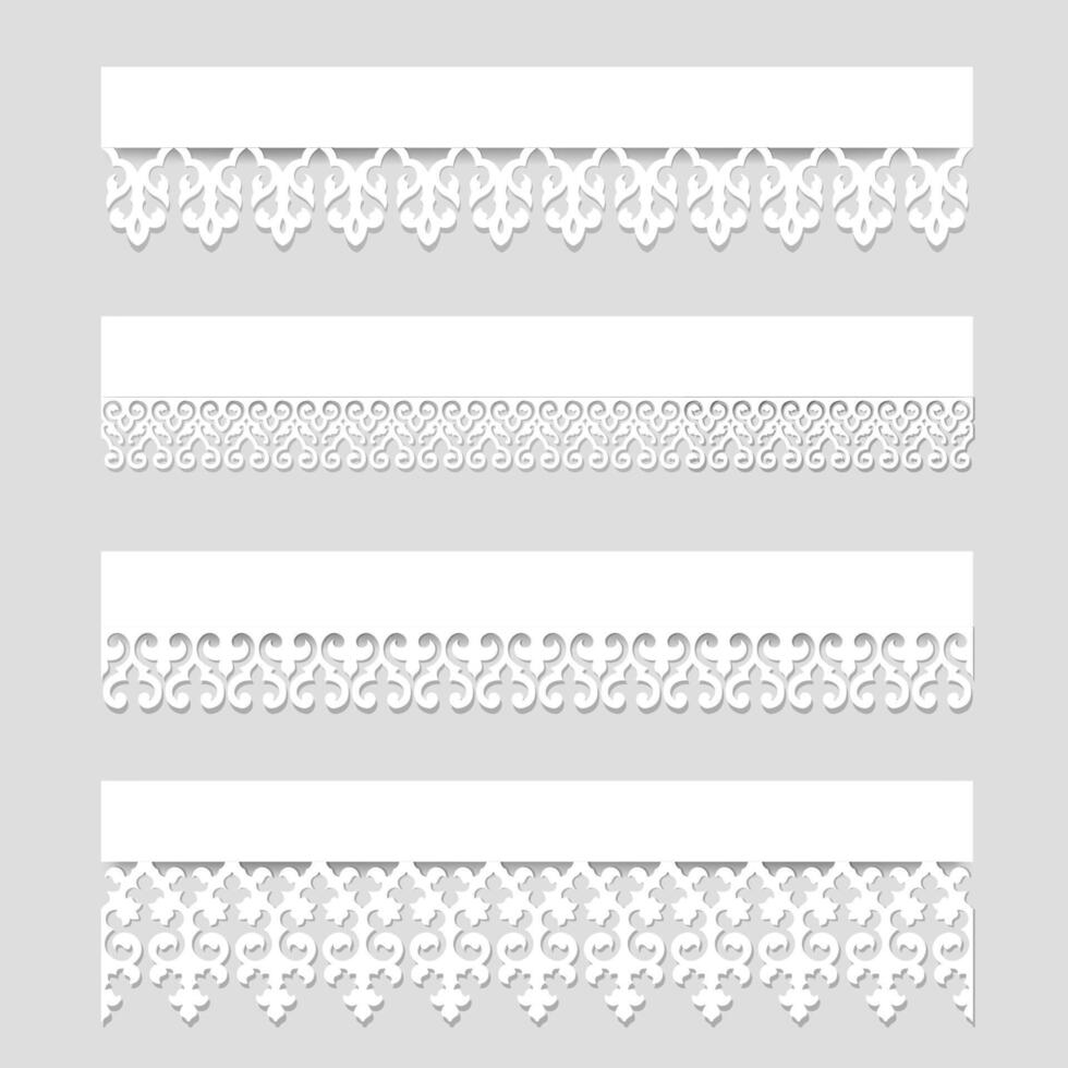 Set of lace borders with shadows vector