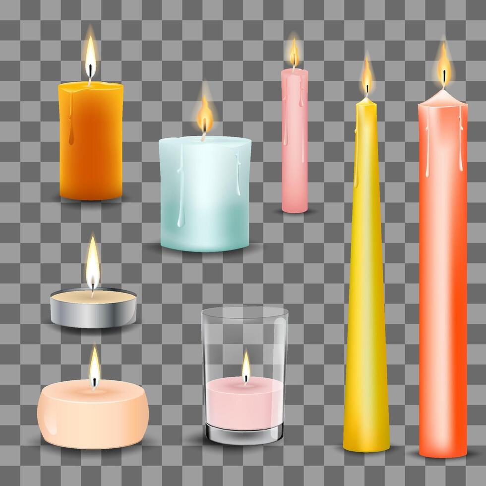 Candles realistic 3d set vector