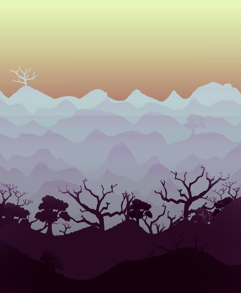 drawn lanscape with trees vector