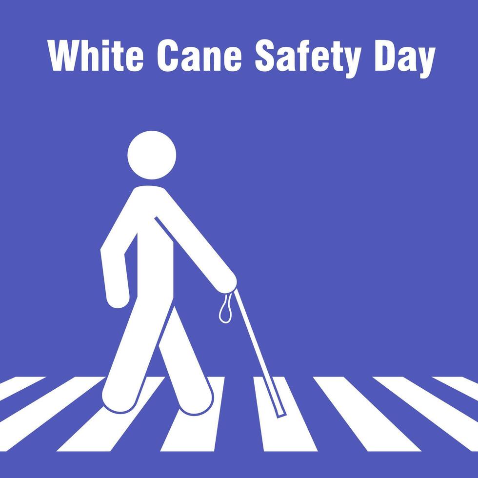 WHITE CANE DAY man cross vector