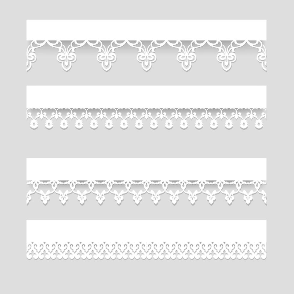 Set of lace borders with shadows set 2 vector