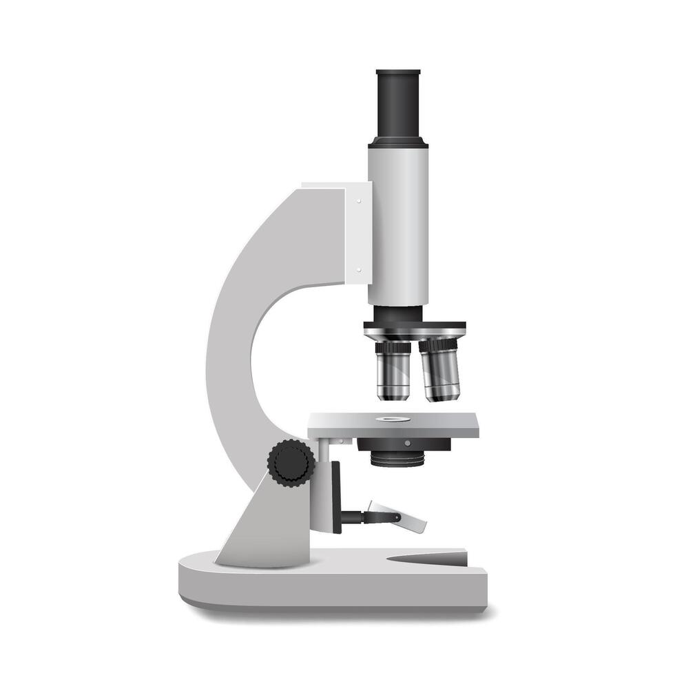 medical high resolution optical white microscope vector