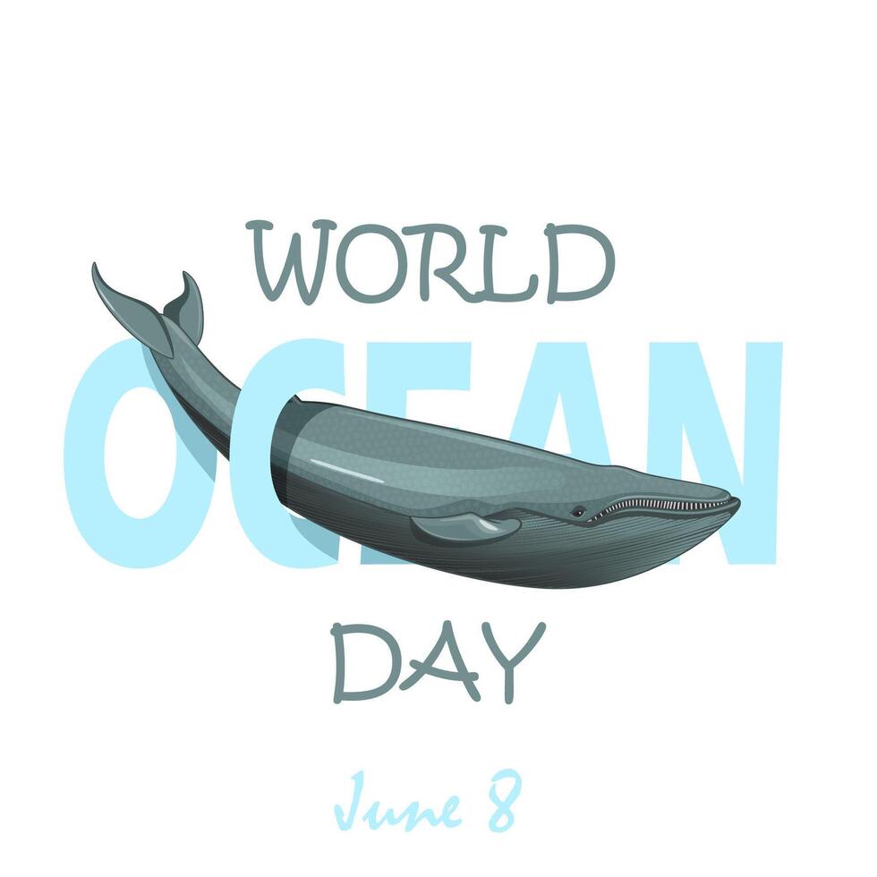 Ill of world oceans day with whale vector