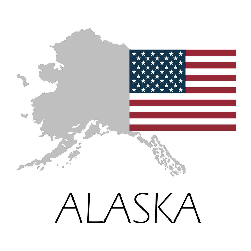 Happy Alaska Day graphic map with flag vector
