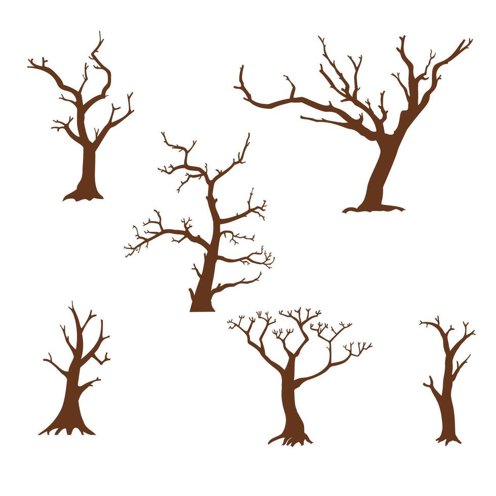 Set of Silhouettes of Trees 1 vector