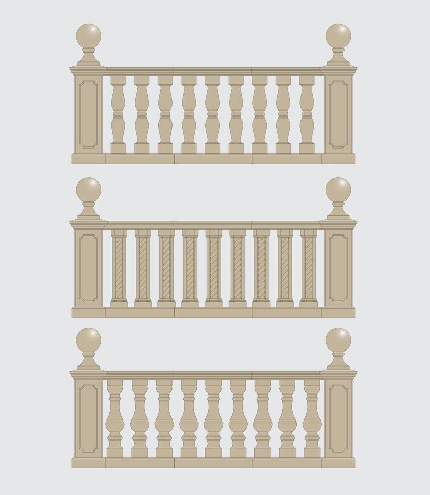 Set of random style balustrades vector