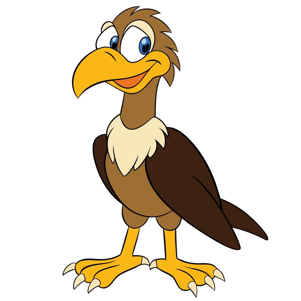 Cartoon vulture character illustration cute bird mascot design isolated on white background vector