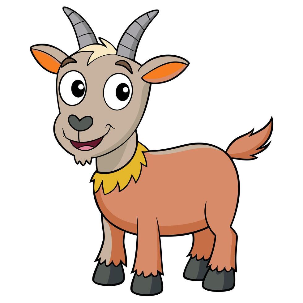 Cute cartoon goat illustration isolated on white background farm animal design vector