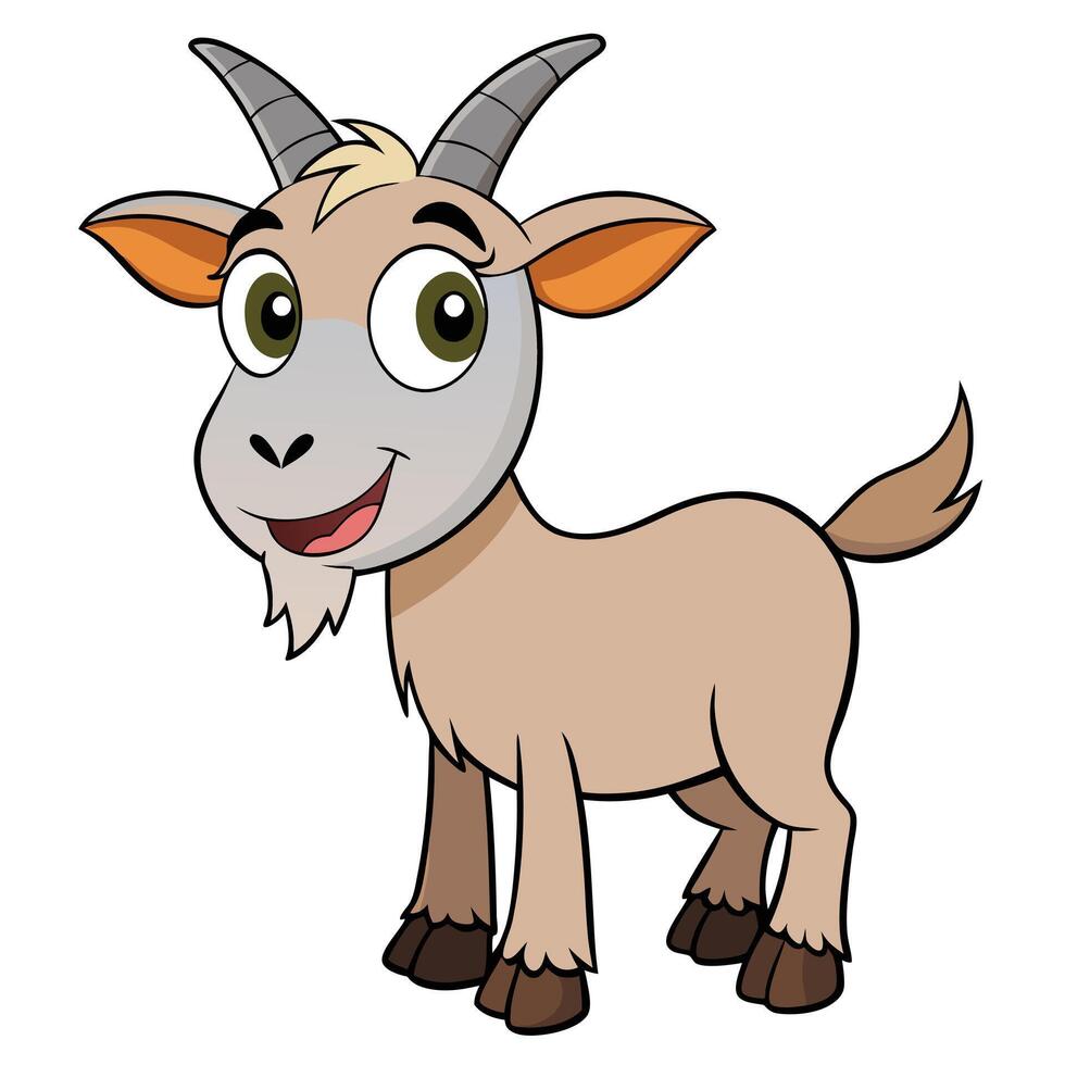Cute cartoon goat illustration isolated on white background character design vector