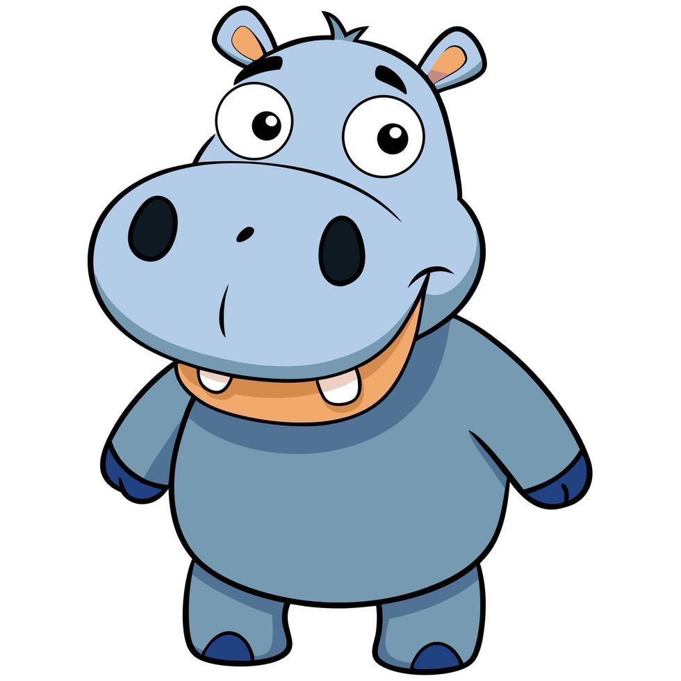 Friendly cartoon hippo character illustration isolated on white background design vector