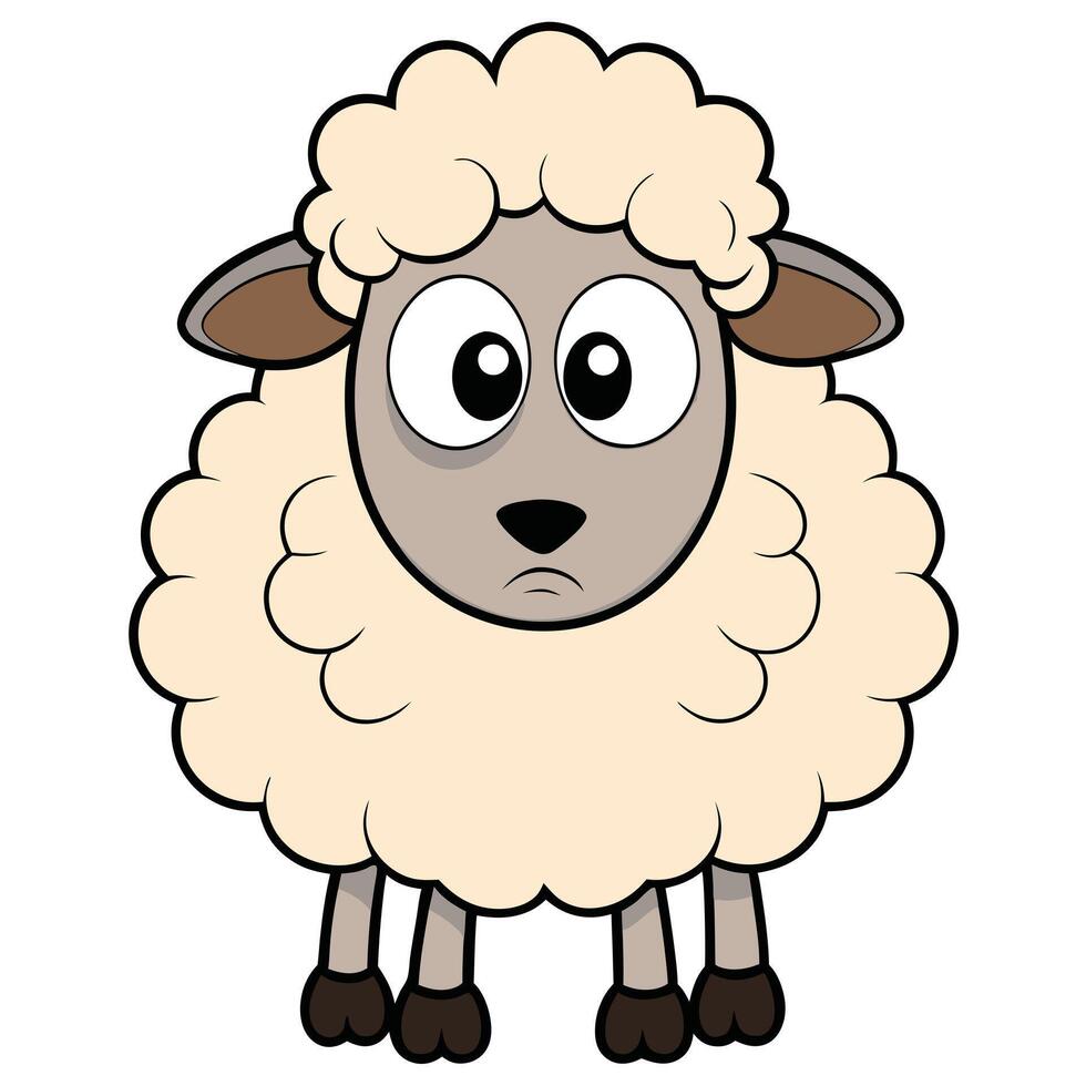 Cartoon sheep illustration cute lamb design isolated on white background vector